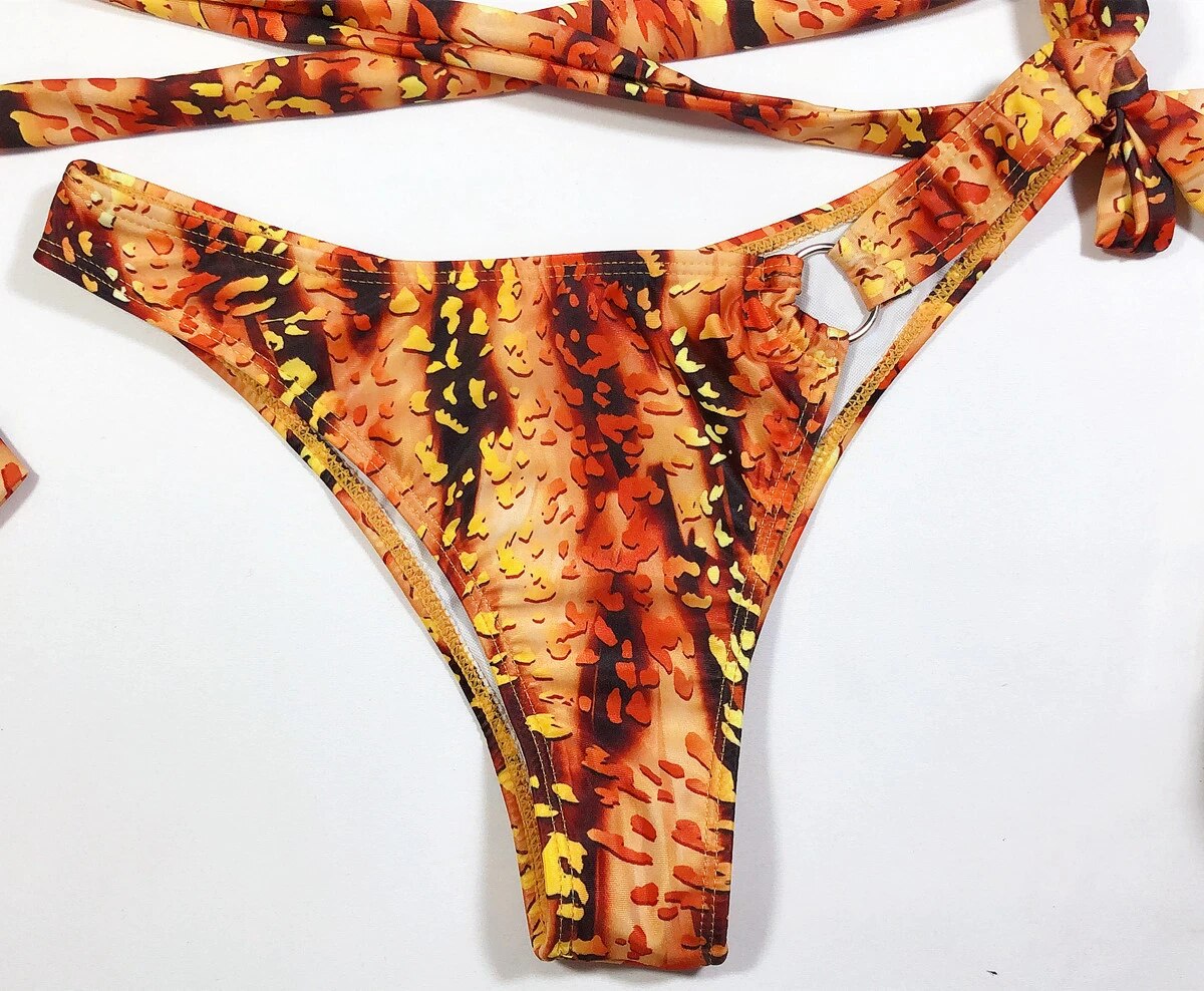 Brandei® | Bikini estampado con mangas abullonadas