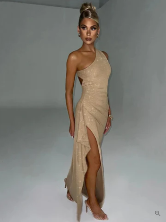 Anfisa® | Elegante vestido de cóctel con ribete de perlas y escote en la espalda