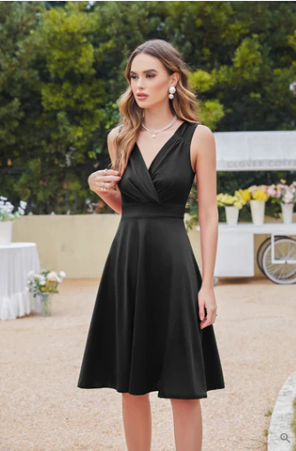 Annamaría® | Vestido de cóctel sin mangas, con cuello en V y busto cónico