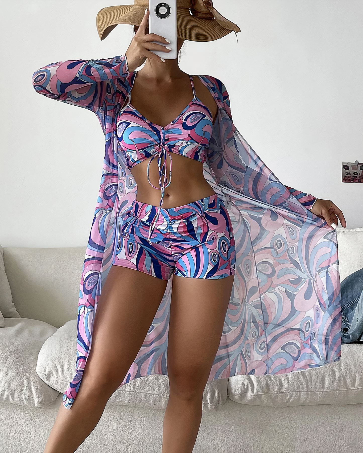 Boronia® | Conjunto de bikini tipo pareo con cintura alta estampado