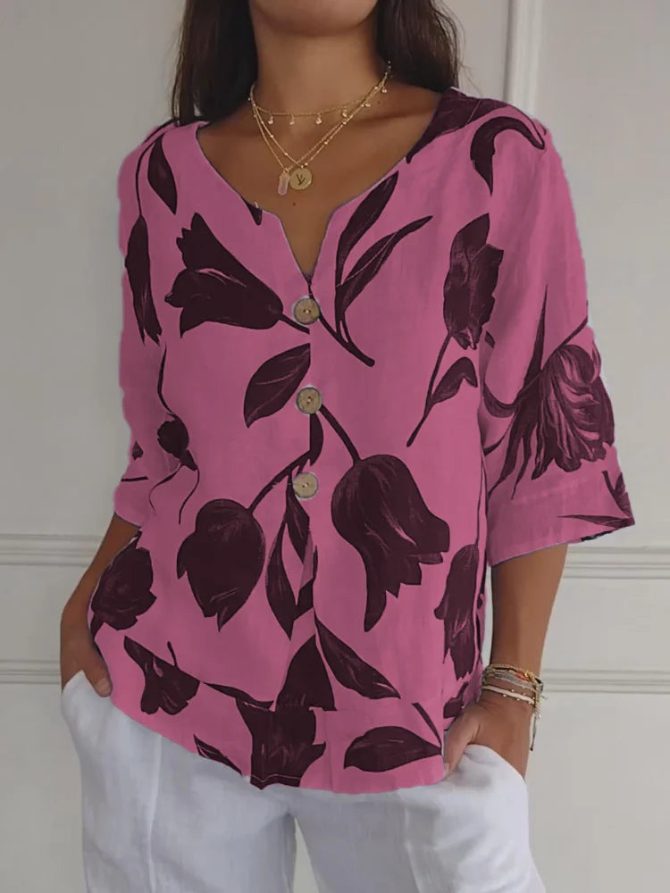 Adela® | Blusa con botones de flores