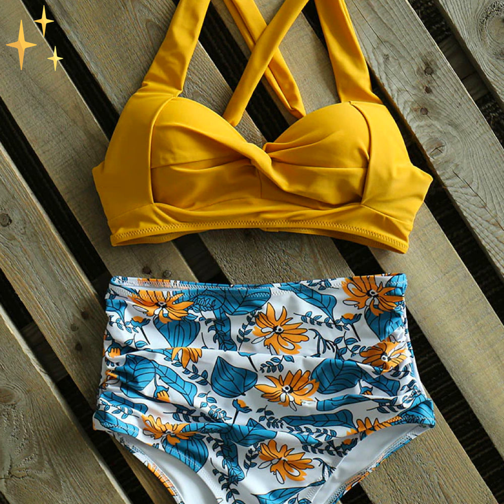 Branca® | Conjunto de bikini con parte inferior y superior de cintura alta para todas las formas y Tallas