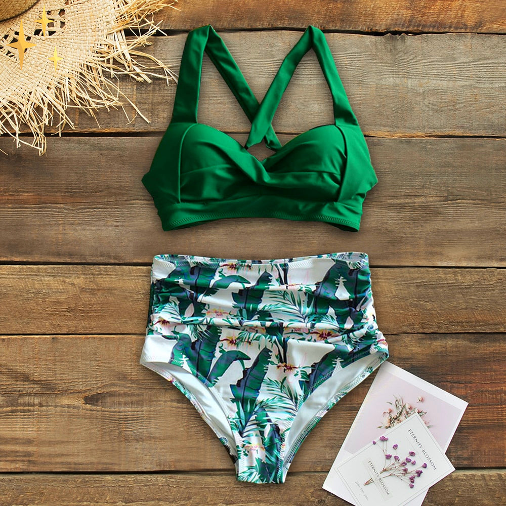 Branca® | Conjunto de bikini con parte inferior y superior de cintura alta para todas las formas y Tallas