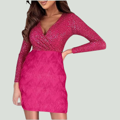 Amalberga® | Vestido de lentejuelas con cuello en V Heidi-Mode