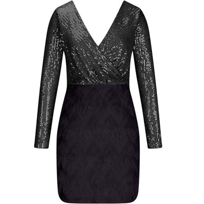 Amalberga® | Vestido de lentejuelas con cuello en V Heidi-Mode