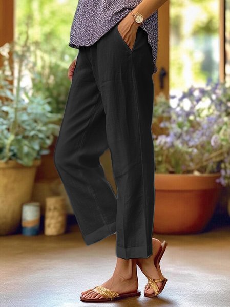 Aaliyah® | Pantalones anchos de lino y algodón para mujer