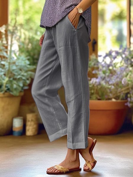 Aaliyah® | Pantalones anchos de lino y algodón para mujer