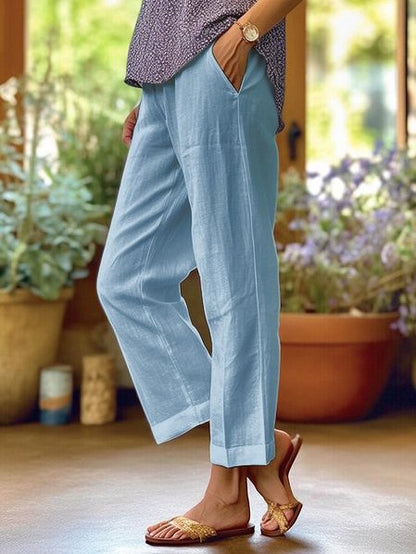 Aaliyah® | Pantalones anchos de lino y algodón para mujer