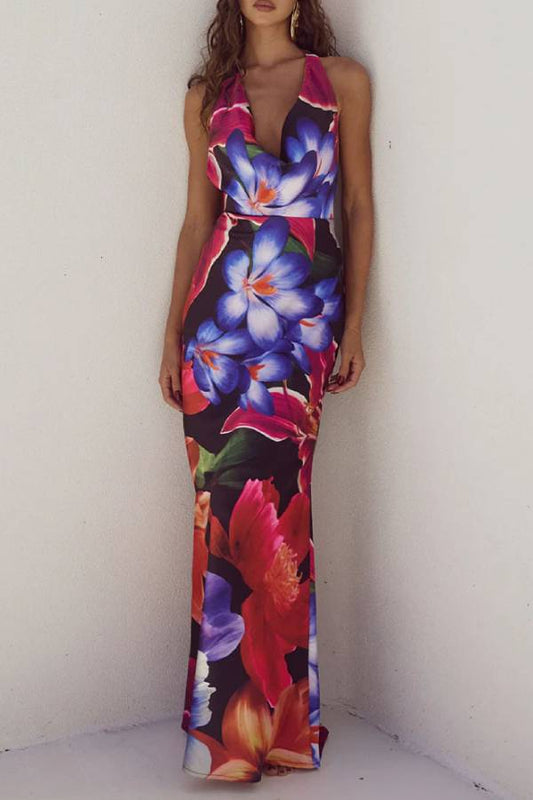Abigail® | Vestido sexy con espalda abierta, cordones y estampado.