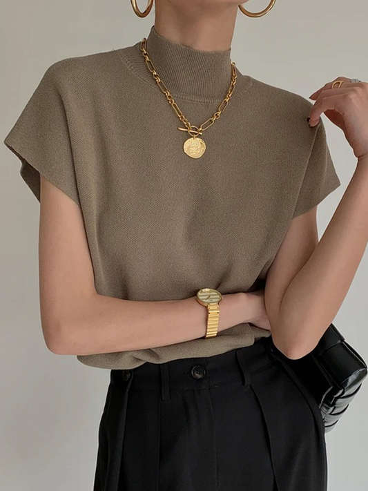 Adela® | Jersey de cuello alto y manga corta para mujer.