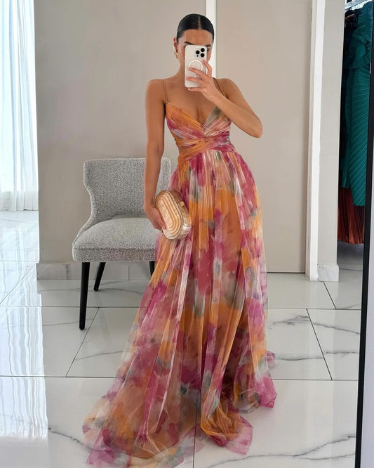 Paty® | Elegante vestido largo con elegante estampado floral